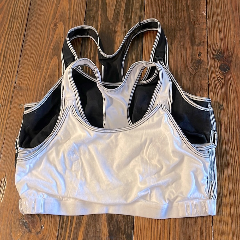 Nursing sports bras set of two white black